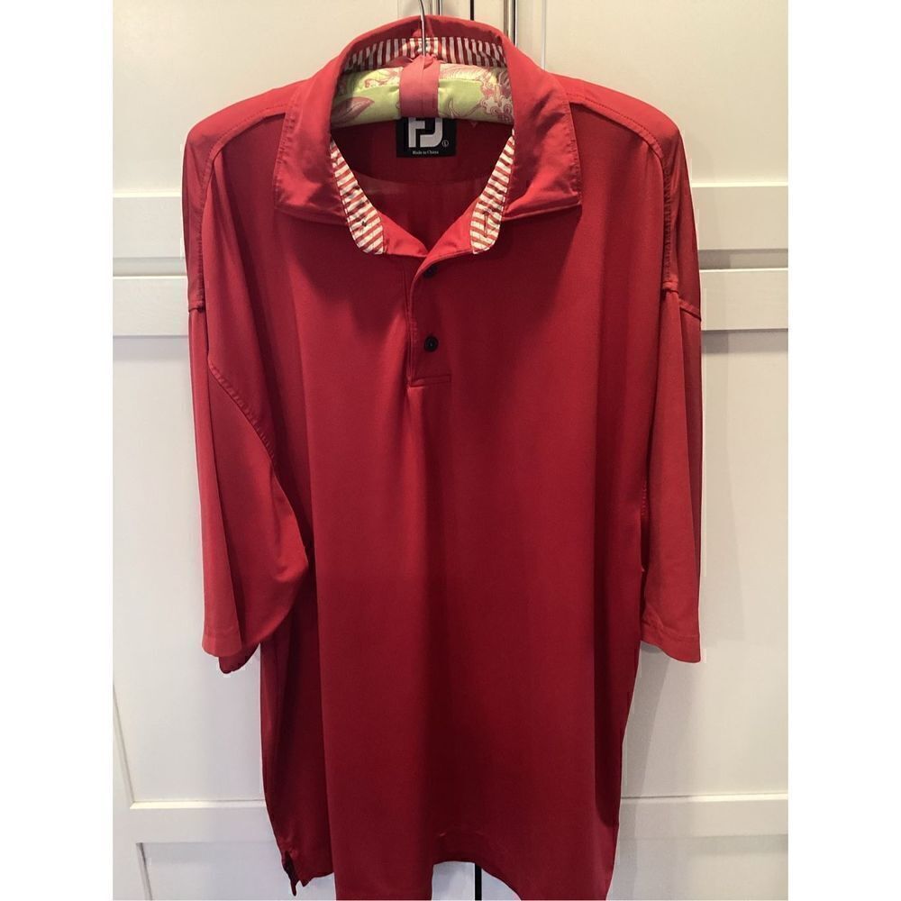 FootJoy FJ Mens Prodry Lisle Red Polo Sz L Short Sleeve Golf Stretch